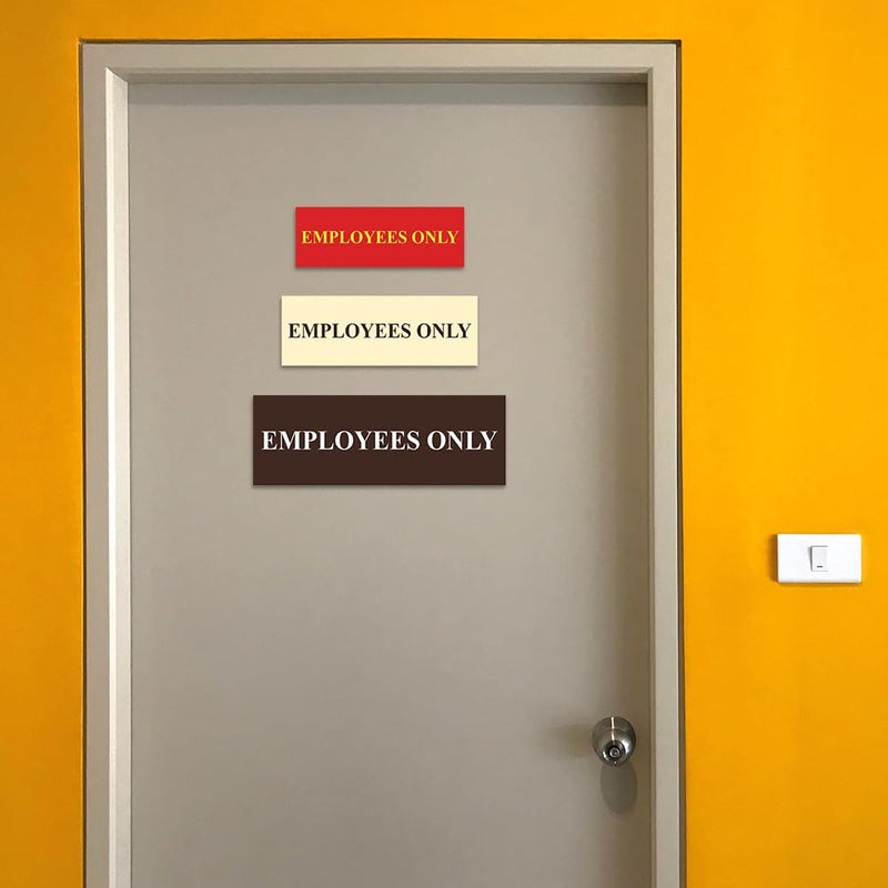 All Quality Basic Employees Only Wall or Door Sign - Easy Installation | Staff Only Signageâ€Œ - Brushed Gold - Medium (1 Pack) - Image 3